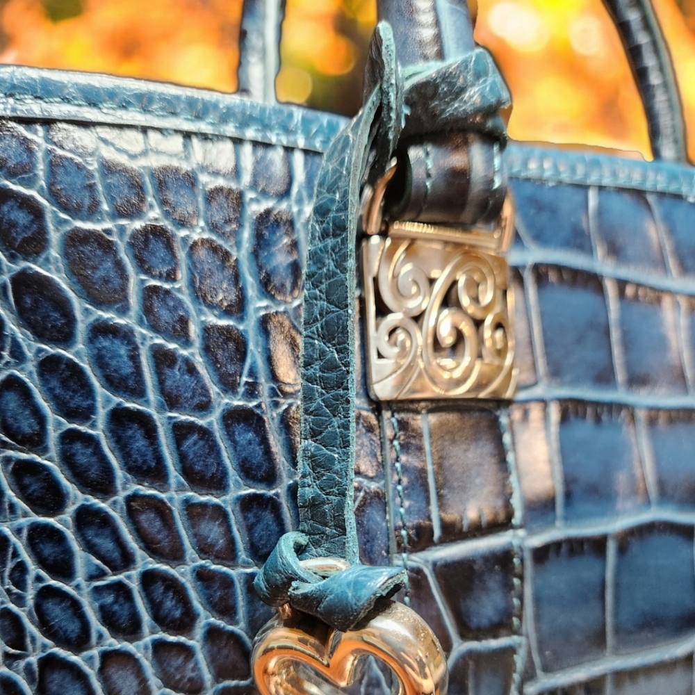 **Brighton MONROE CROC Emboss Leather Satchel Purse Handbag - Picture 3 of 13